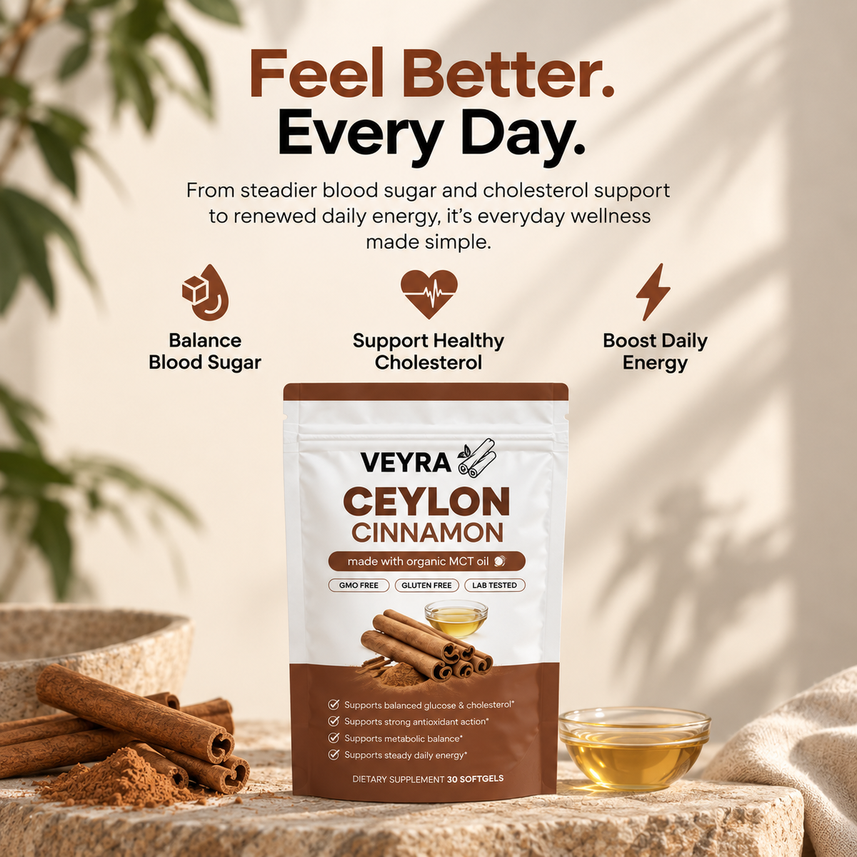 Ceylon Cinnamon 7200mg equivalent with MCT Oil