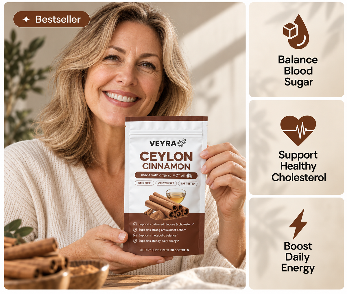 Ceylon Cinnamon 7200mg equivalent with MCT Oil